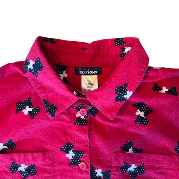 Vintage Basic Editions Novelty Scottie Dog Flannel Modest Nightgown M - Picture 2 of 7